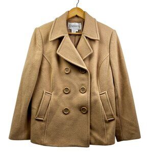 Chadwicks Wool Peacoat Womens 12P Tan Camel Double Breastd Jacket Timeless Style